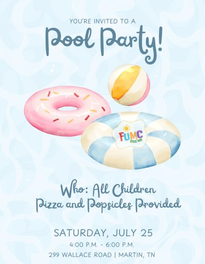 Blue Pink and Yellow Playful Pool Party Birthday Invitation